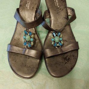 New Mila Paoli leather wedge sandals with a little bling